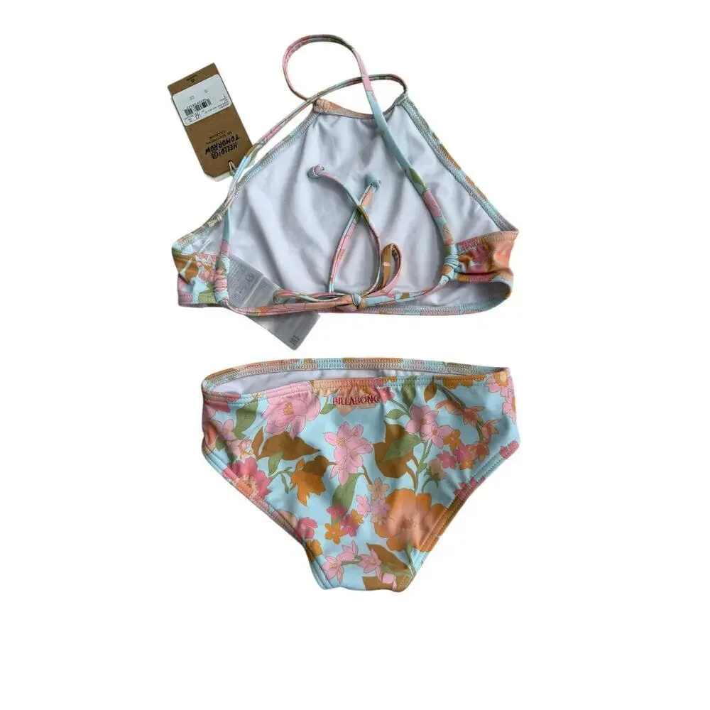 Billabong Girls Multi Blown Away Volley High Neck Swim Set Size 7
